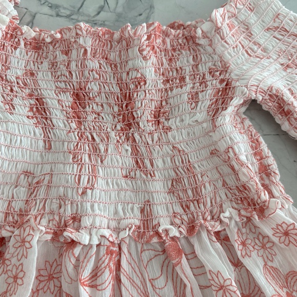 NWOT MAX STUDIO London embroidered off shoulder smocked blouse 100% cotton Sz S - Picture 3 of 5